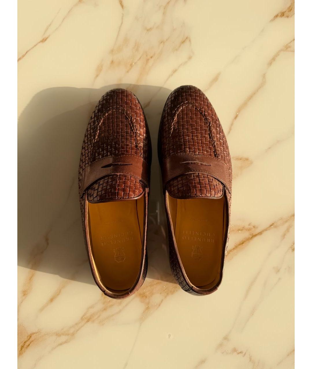 BRUNELLO CUCINELLI Коричневые кожаные лоферы, фото 3
