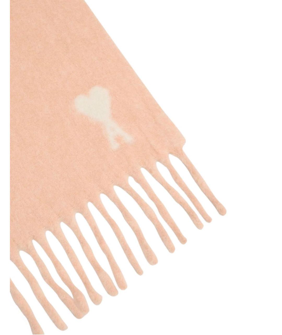 Ami Paris Розовый шерстяной шарф, фото 4