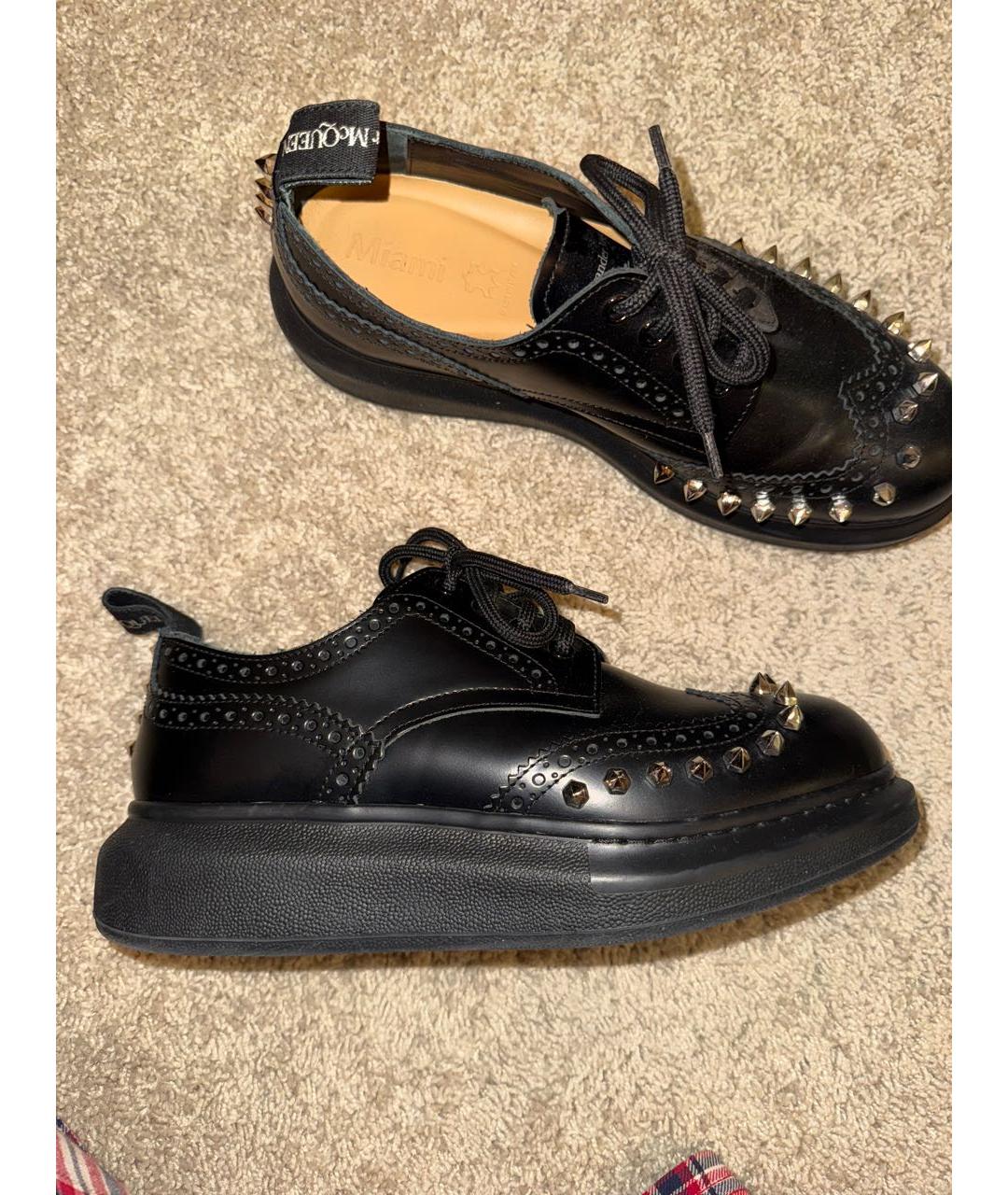 ALEXANDER MCQUEEN Черные кожаные брогги и оксфорды, фото 9