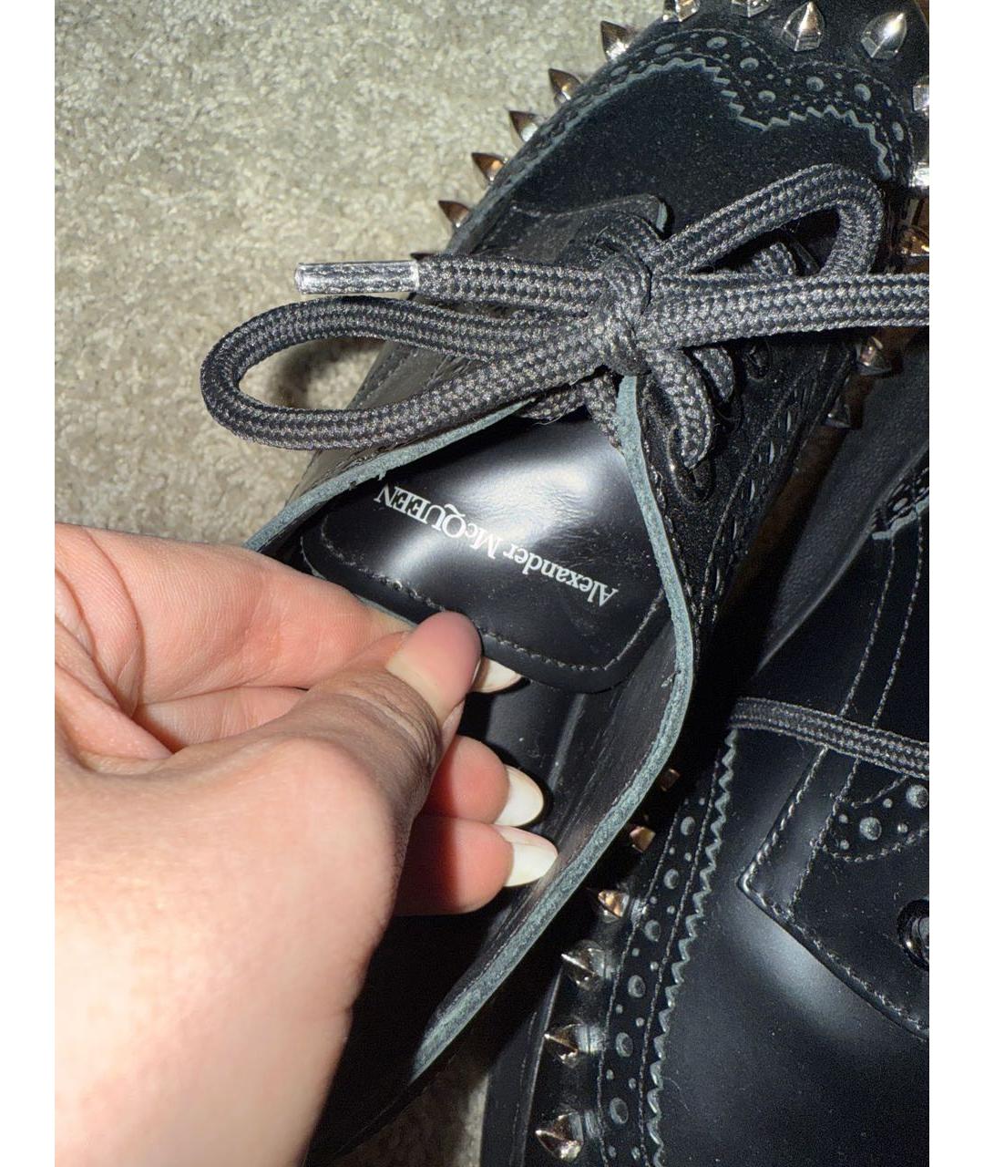 ALEXANDER MCQUEEN Черные кожаные брогги и оксфорды, фото 8