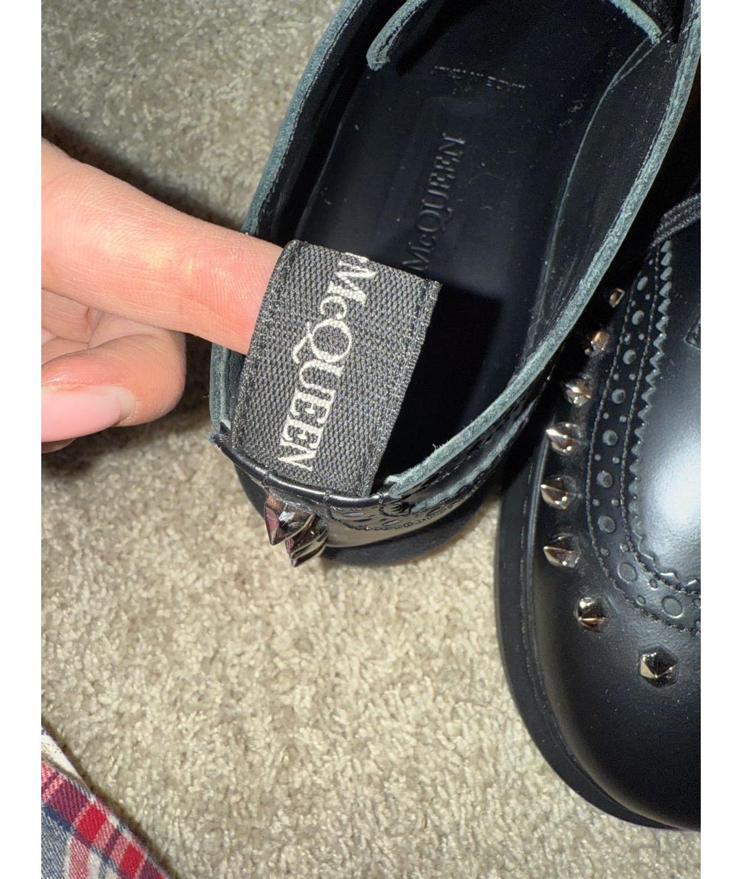 ALEXANDER MCQUEEN Черные кожаные брогги и оксфорды, фото 7