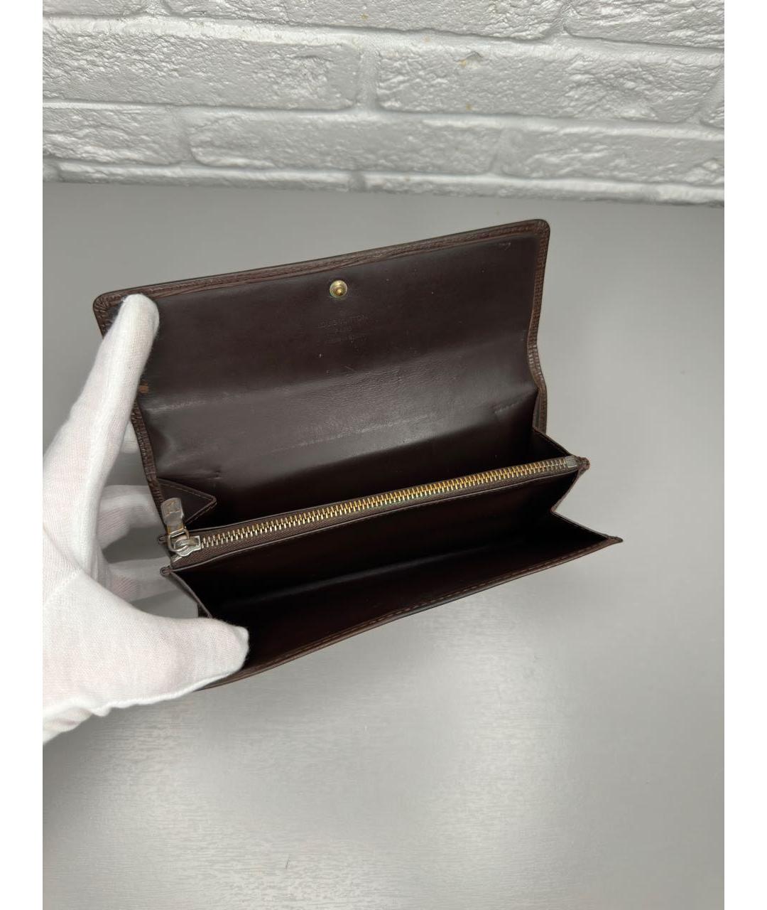 LOUIS VUITTON Коричневый кожаный кошелек, фото 5