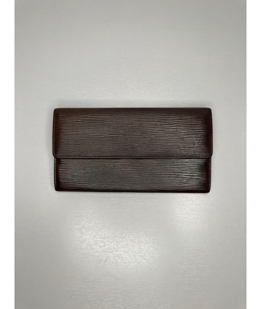 LOUIS VUITTON Коричневый кожаный кошелек, фото 7