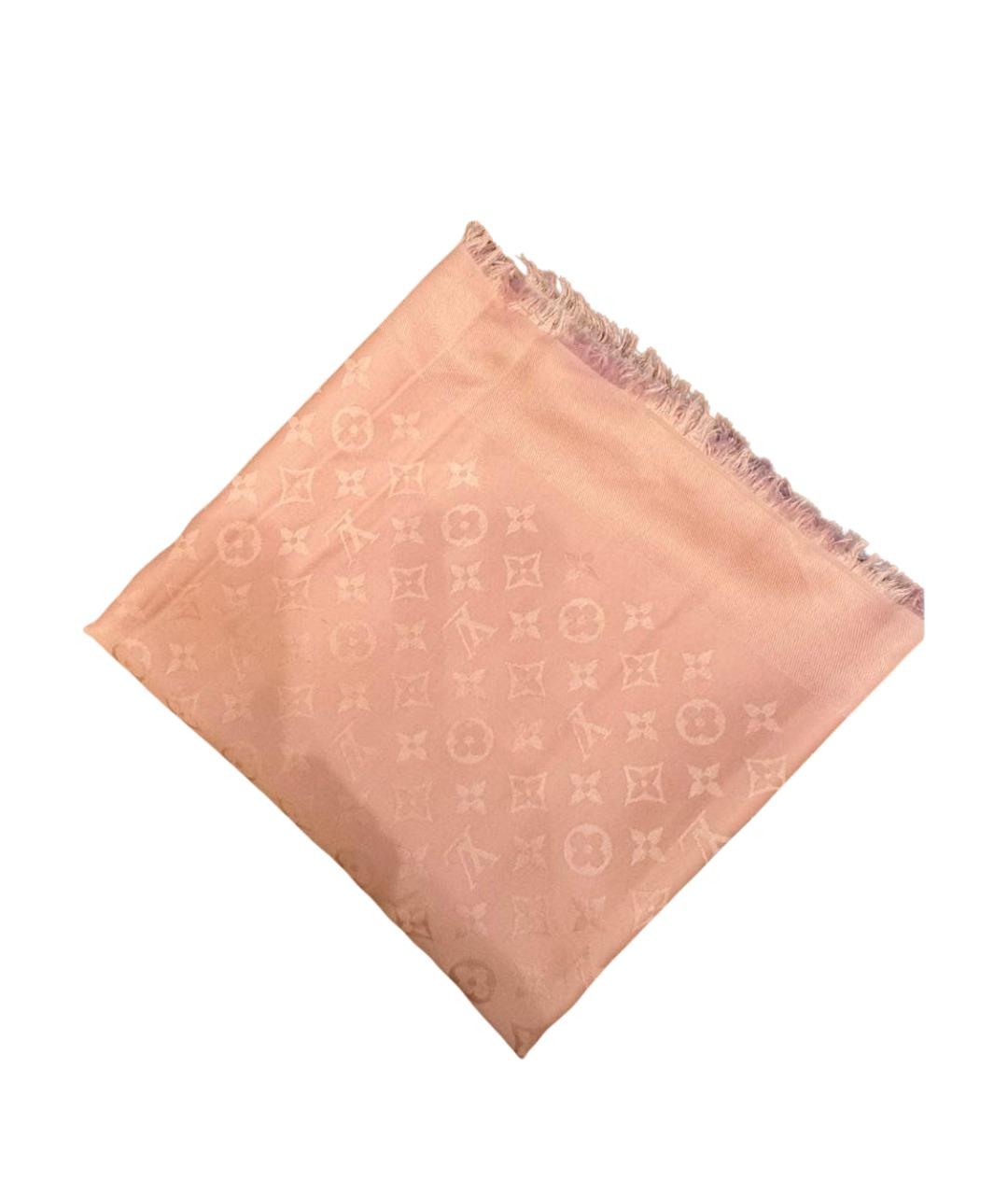 LOUIS VUITTON Розовый шелковый платок, фото 1