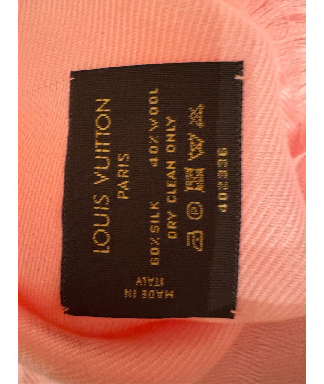 LOUIS VUITTON Розовый шелковый платок, фото 3