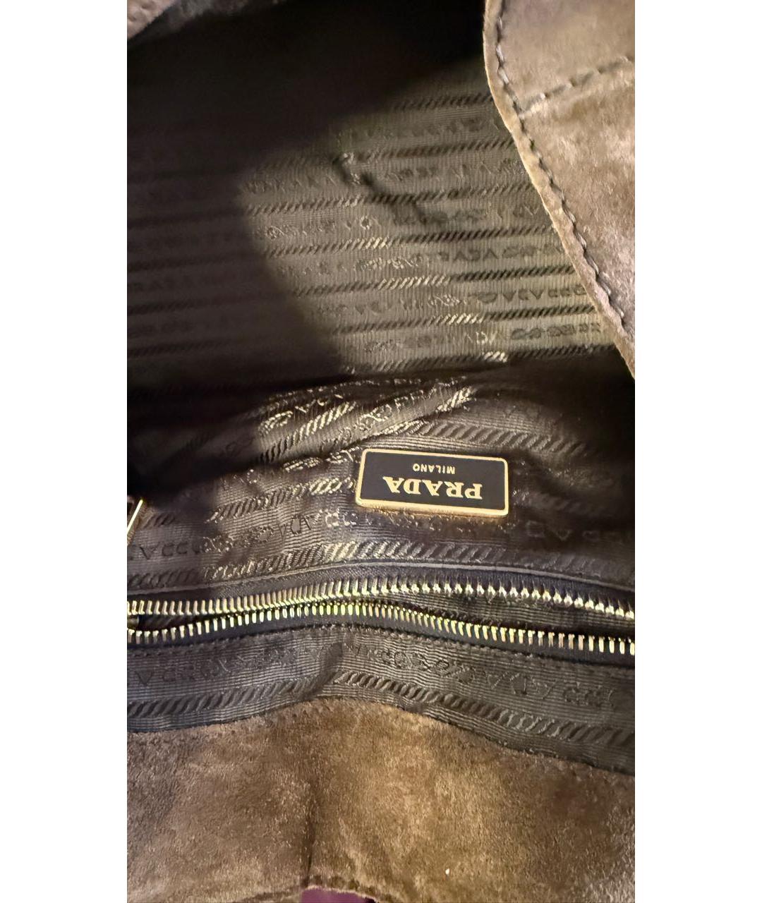 PRADA Коричневая замшевая сумка тоут, фото 6