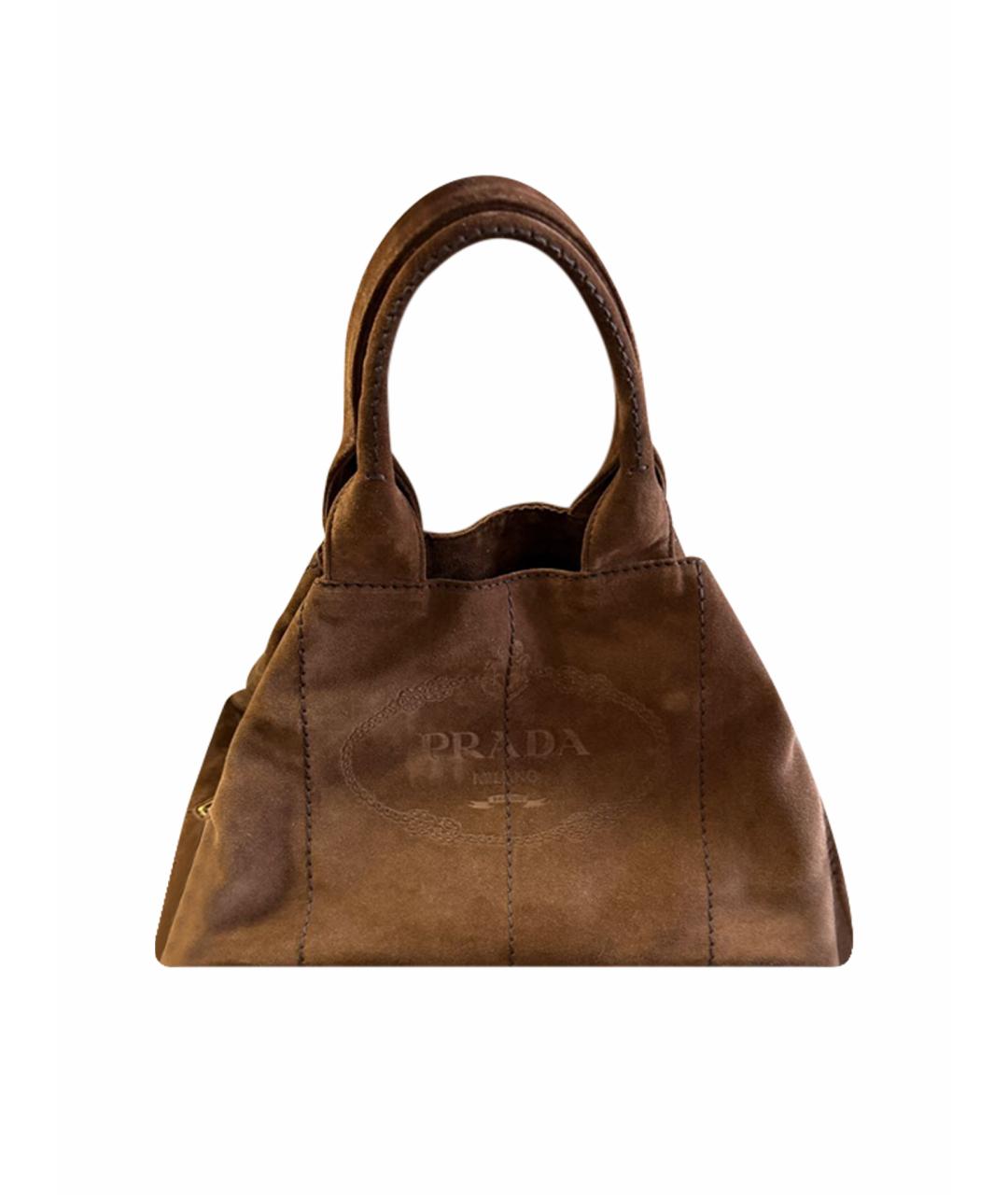 PRADA Коричневая замшевая сумка тоут, фото 1
