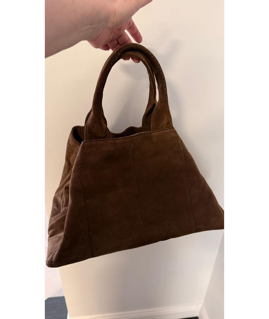 PRADA Коричневая замшевая сумка тоут, фото 3