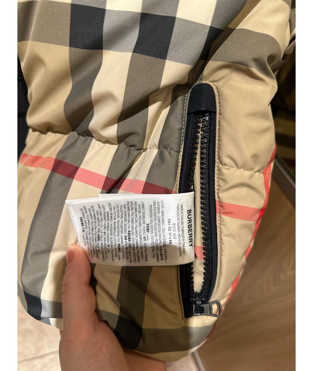 BURBERRY Бежевый полиэстеровый пуховик, фото 6