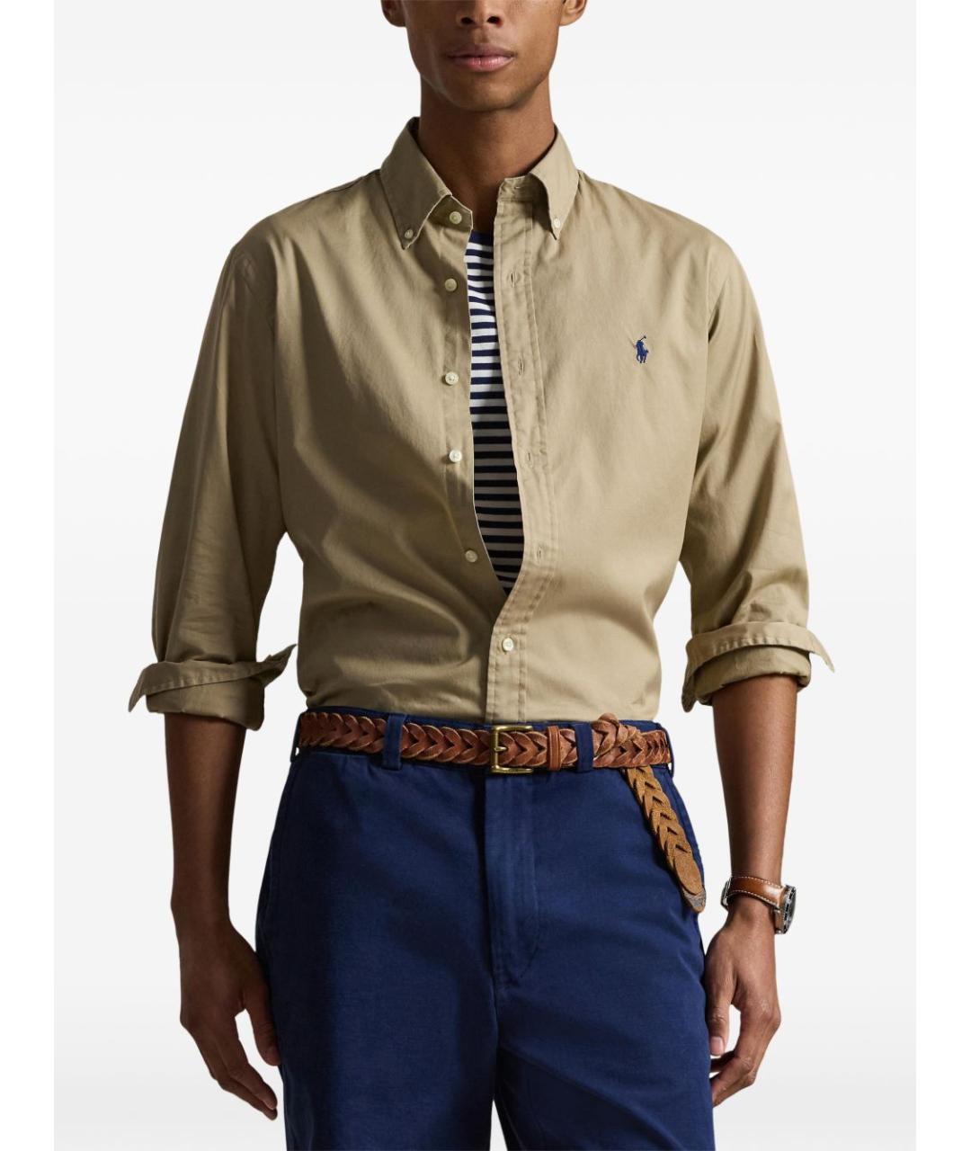 POLO RALPH LAUREN Бежевая хлопковая кэжуал рубашка, фото 5