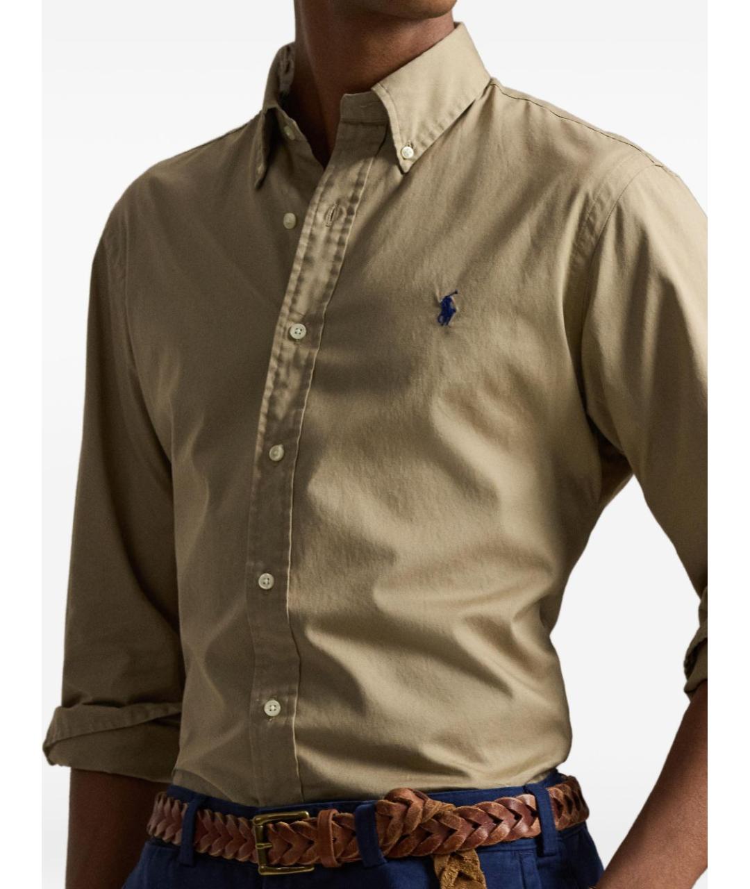 POLO RALPH LAUREN Бежевая хлопковая кэжуал рубашка, фото 3