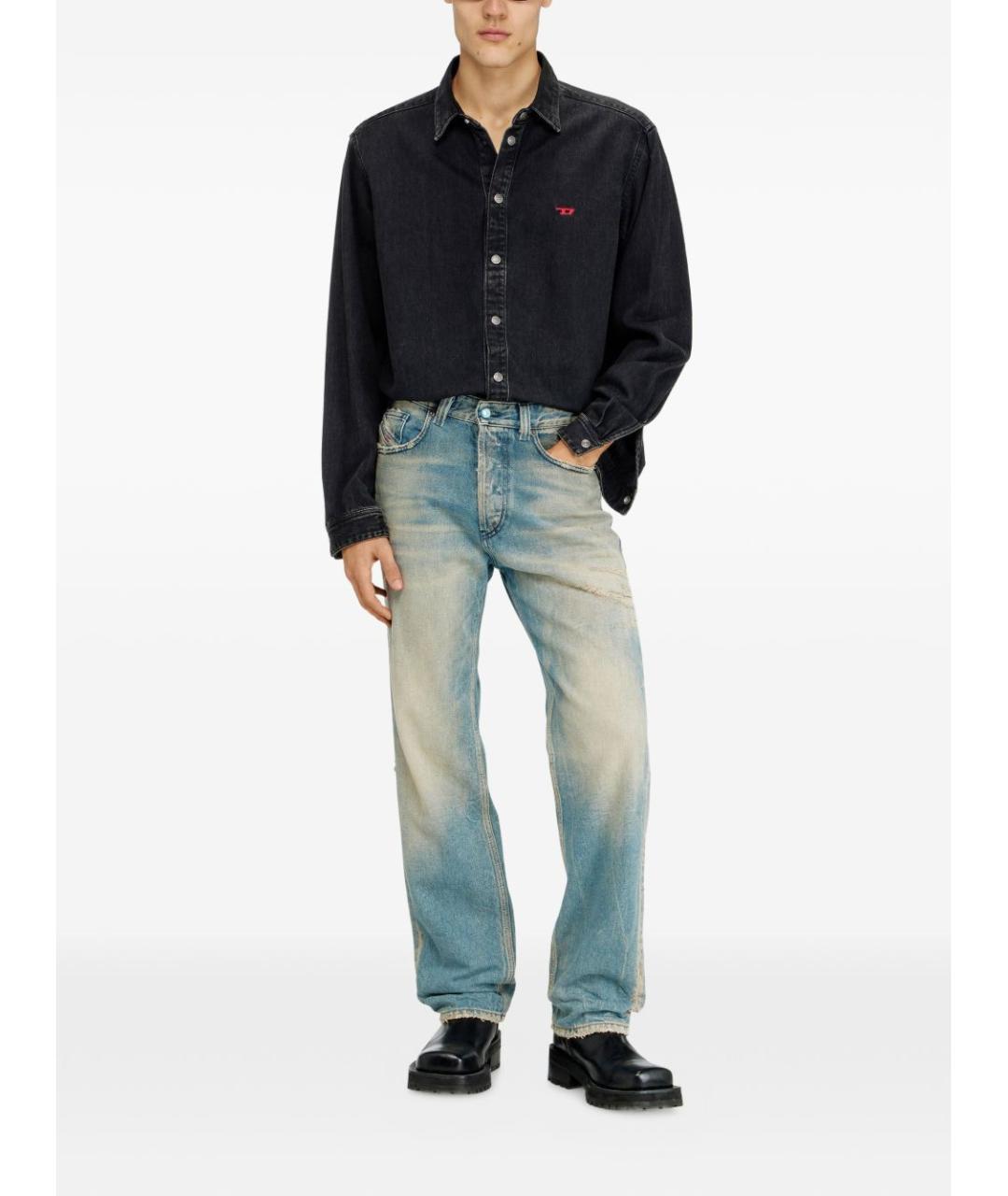 DIESEL Синие хлопковые прямые джинсы, фото 2