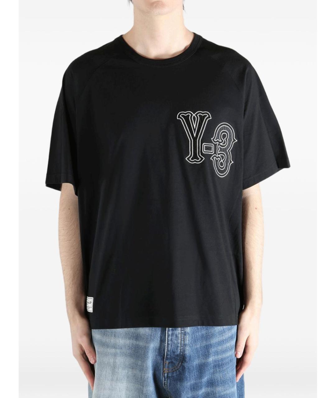 Y-3 Черная хлопковая футболка, фото 2