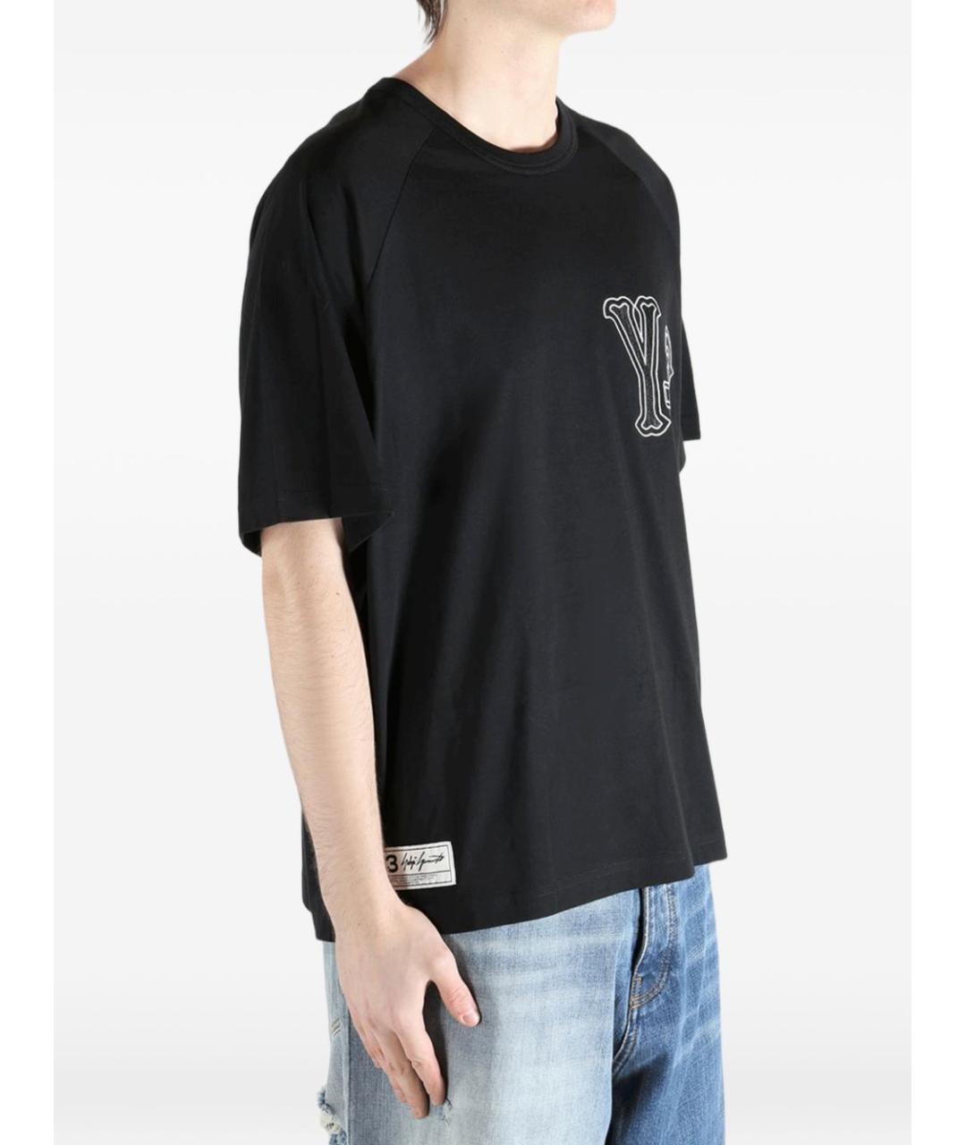Y-3 Черная хлопковая футболка, фото 3