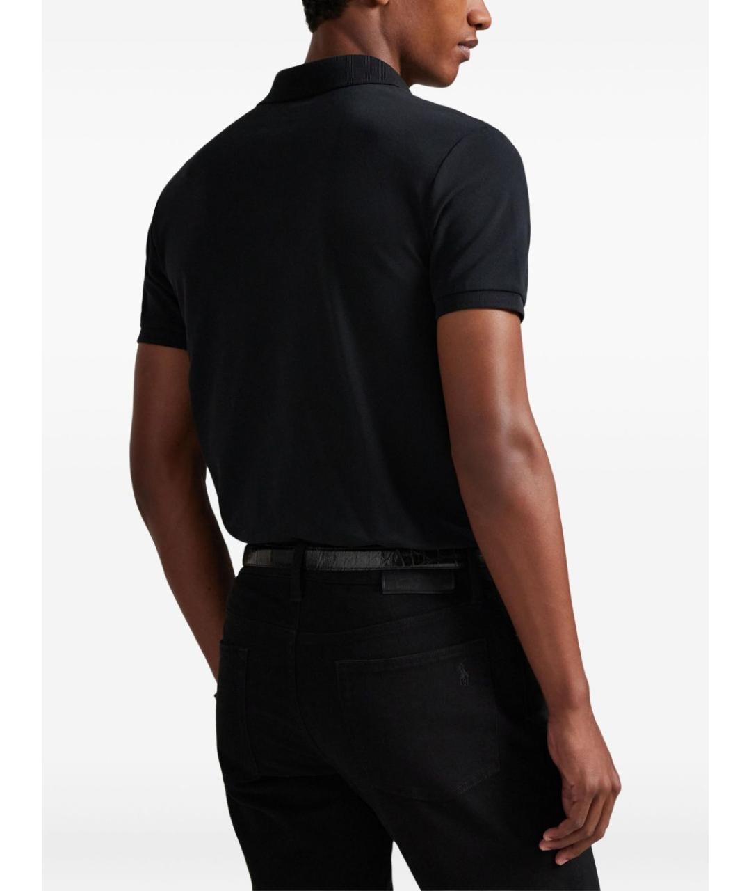 POLO RALPH LAUREN Черное хлопковое поло с коротким рукавом, фото 2