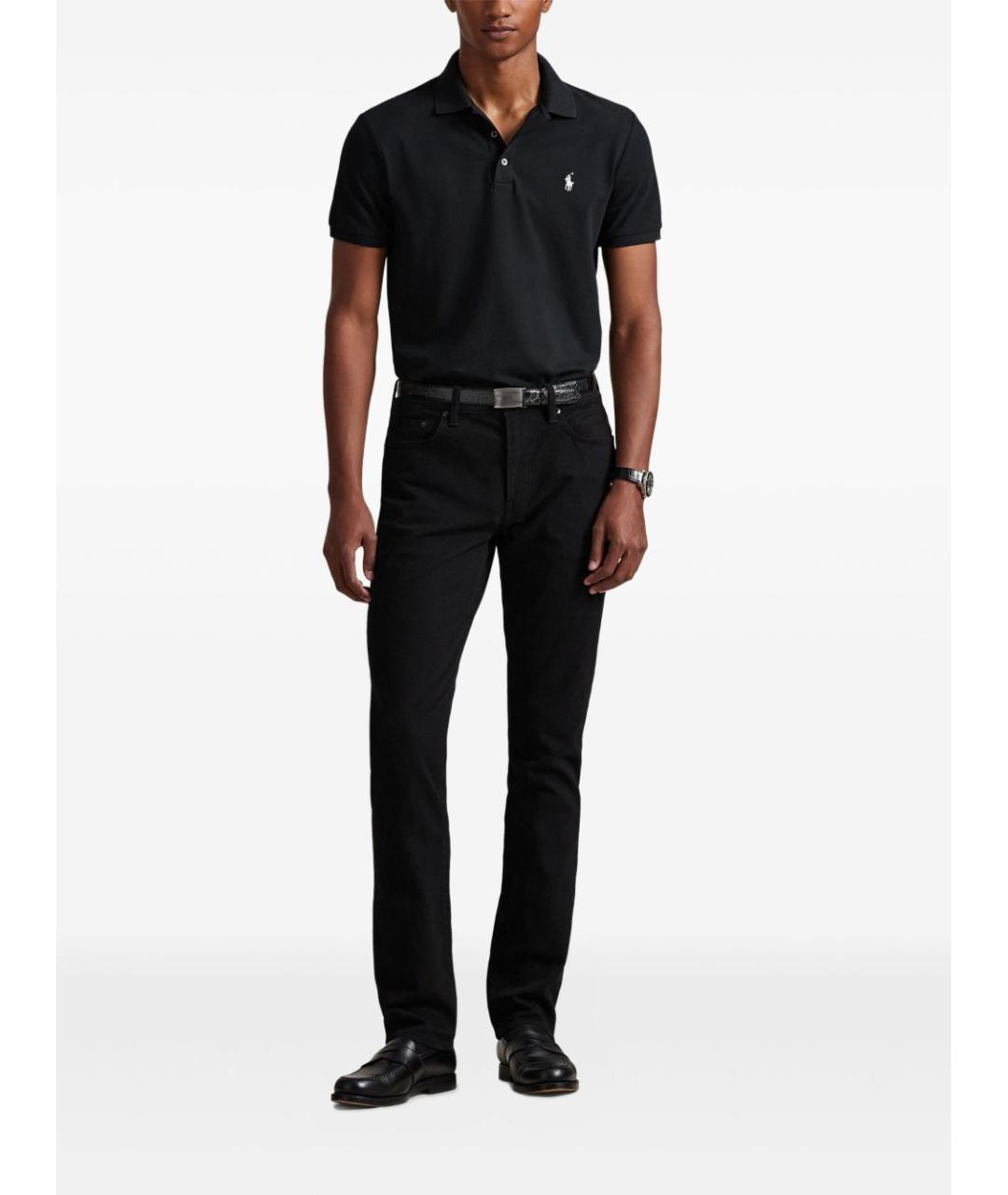 POLO RALPH LAUREN Черное хлопковое поло с коротким рукавом, фото 4