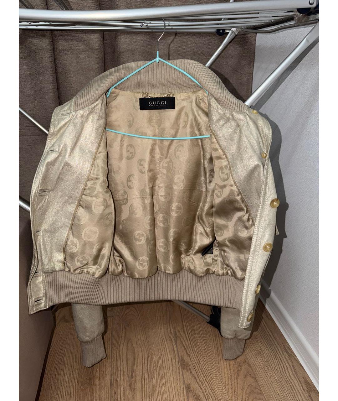GUCCI Золотая кожаная куртка, фото 3