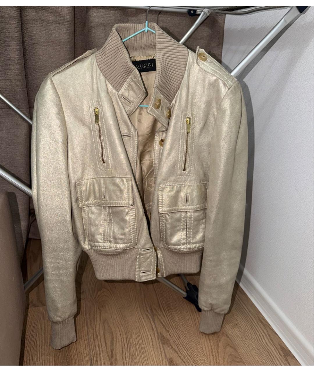 GUCCI Золотая кожаная куртка, фото 8