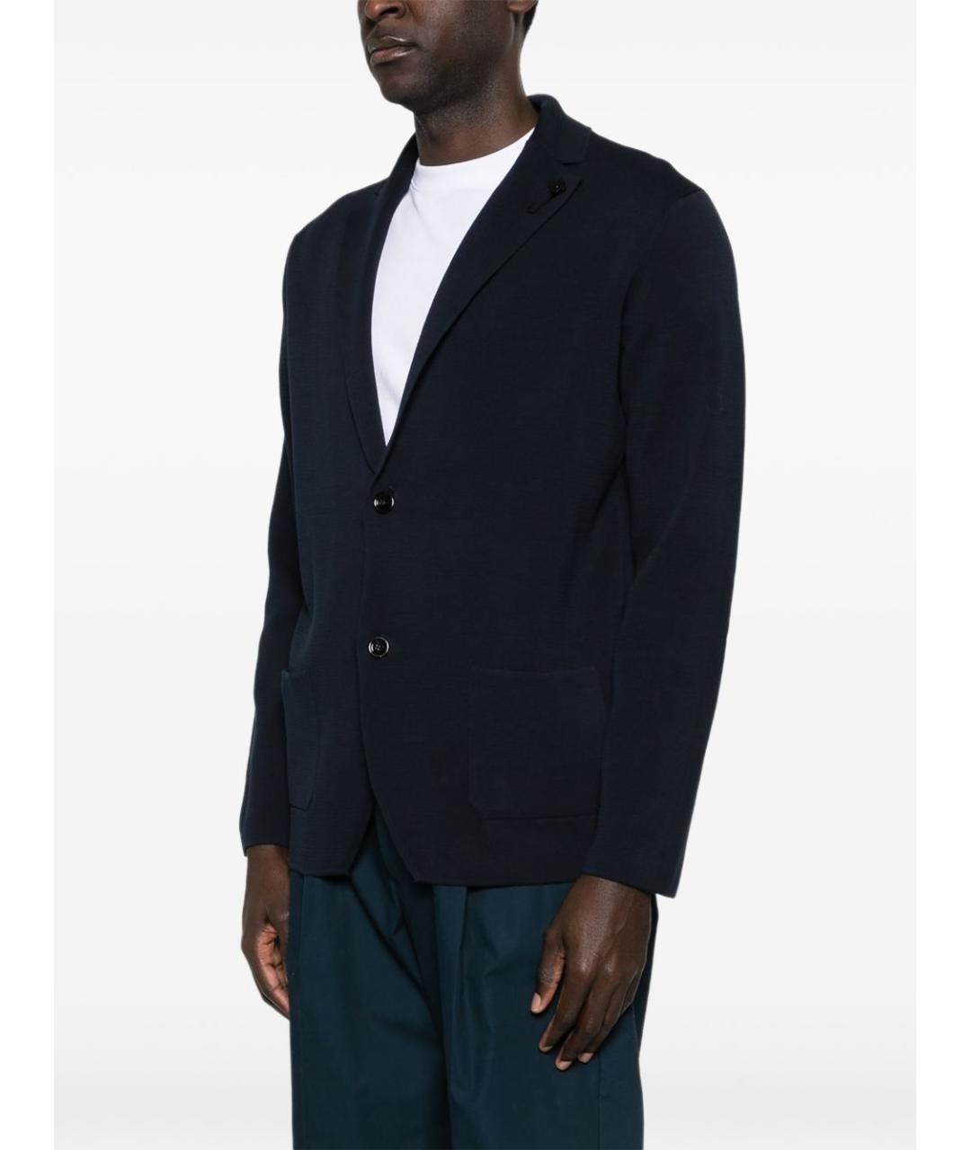 LARDINI Синий хлопковый пиджак, фото 5
