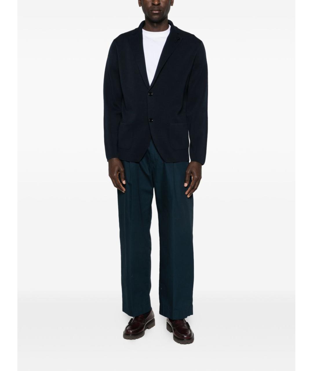 LARDINI Синий хлопковый пиджак, фото 4