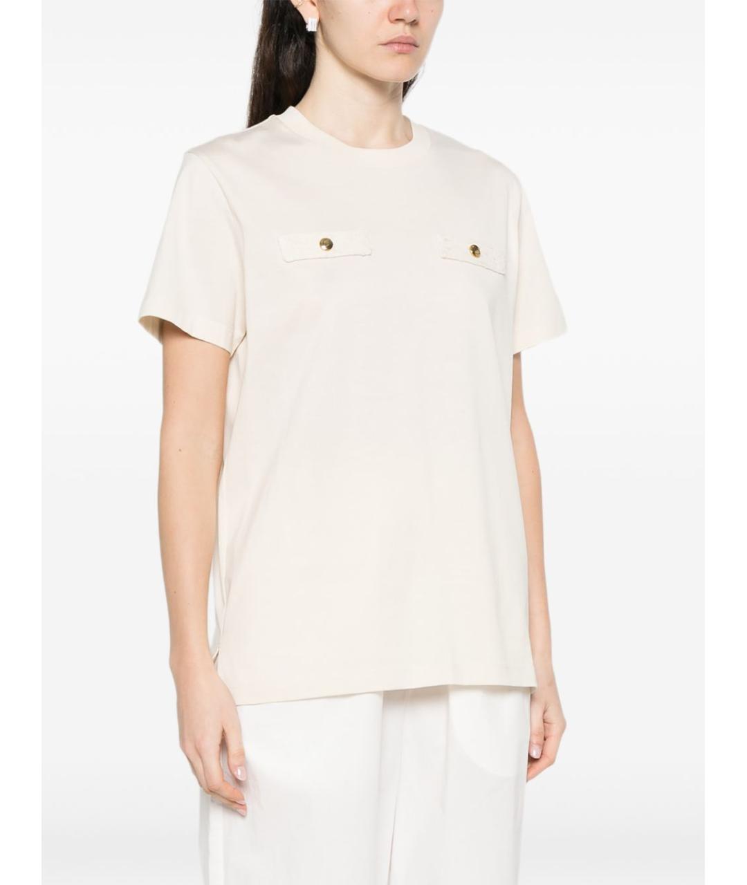 MONCLER Бежевая хлопковая футболка, фото 4