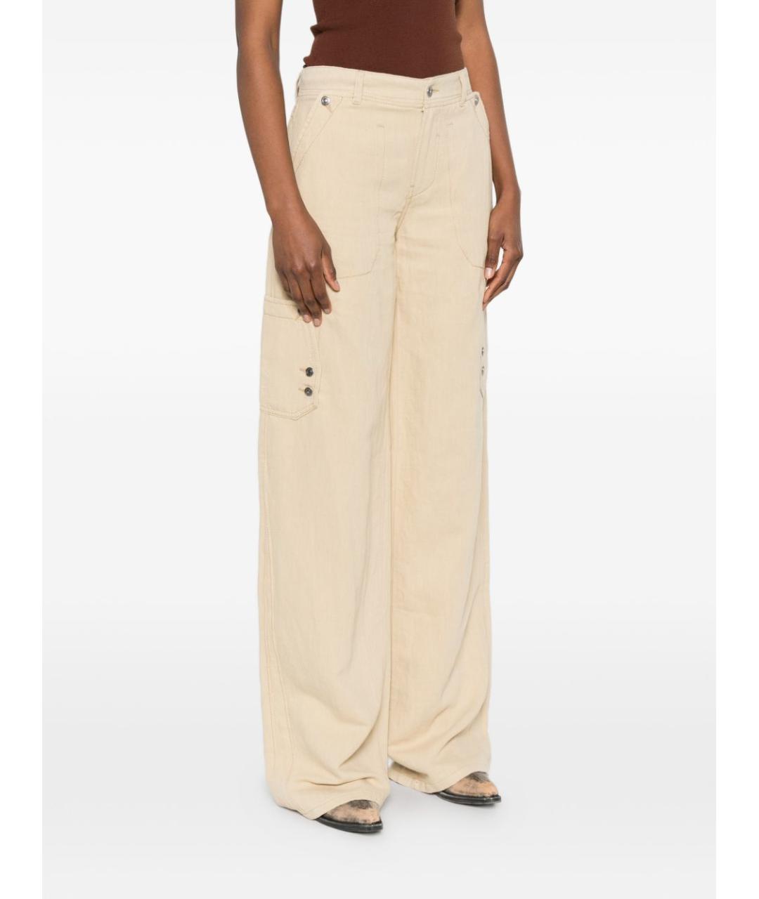 ERMANNO SCERVINO Бежевые хлопковые прямые джинсы, фото 4