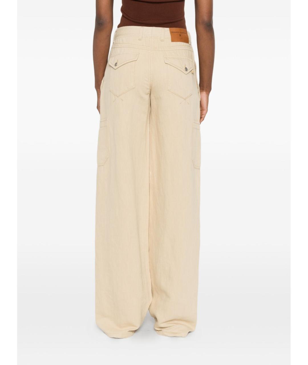 ERMANNO SCERVINO Бежевые хлопковые прямые джинсы, фото 3