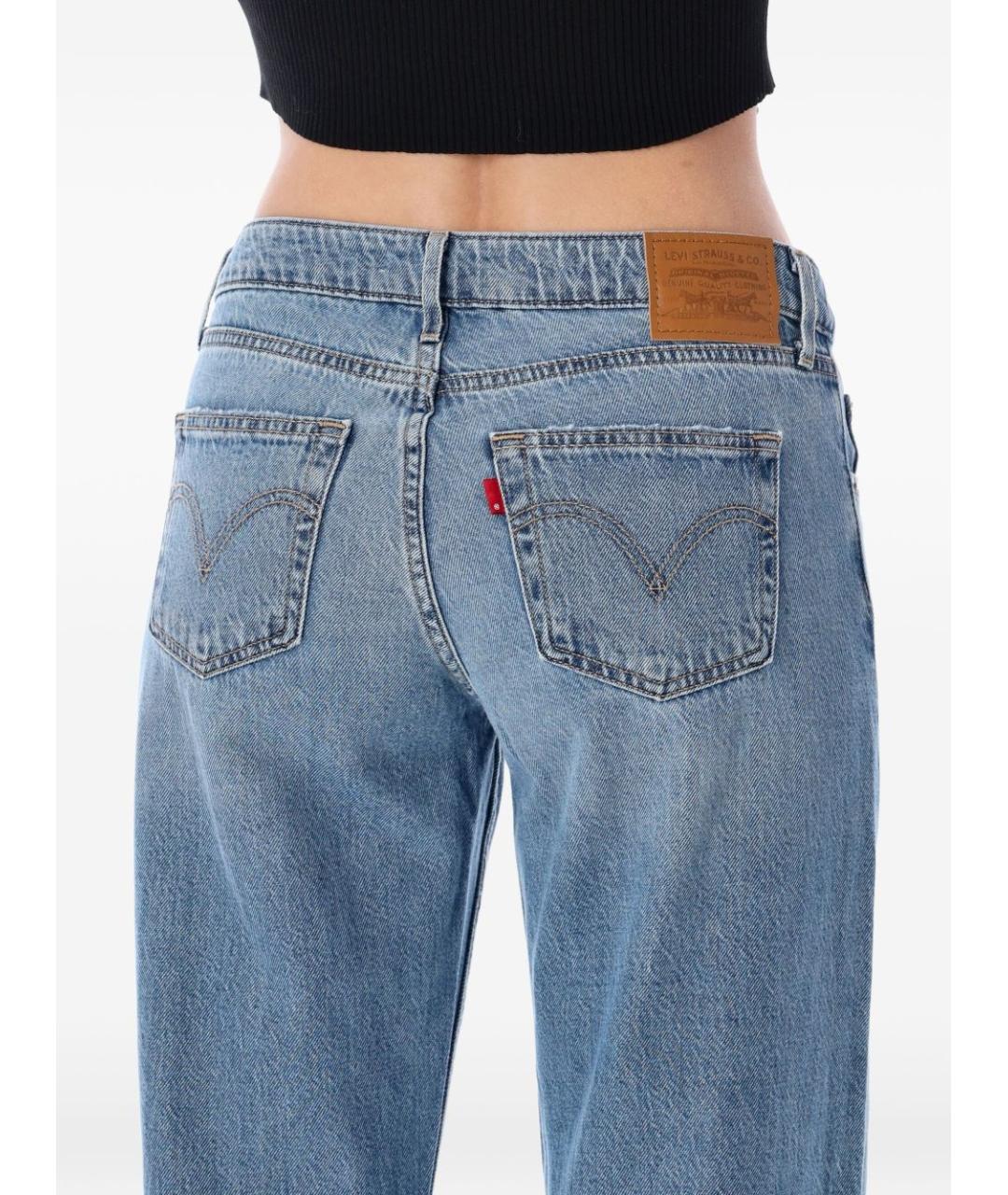 LEVI'S Голубые хлопковые прямые джинсы, фото 2