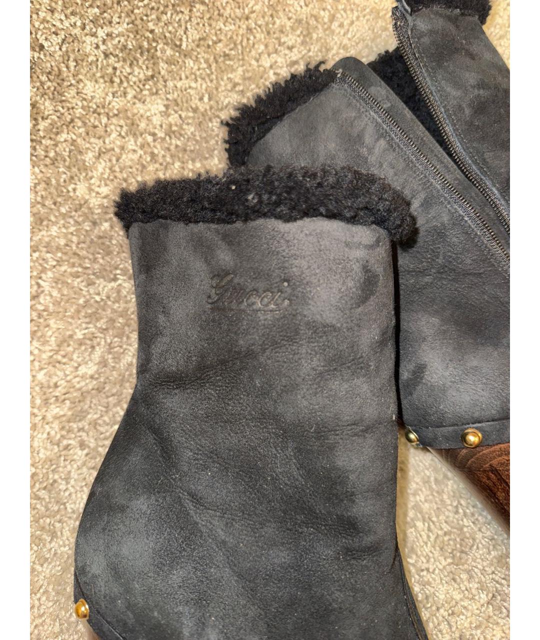 GUCCI Черные замшевые ботильоны, фото 2