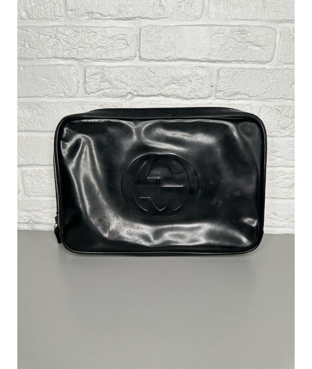 GUCCI Черная кожаная барсетка, фото 8