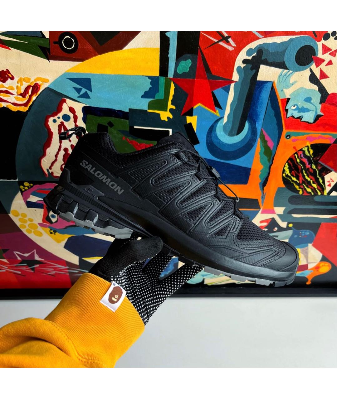 SALOMON Черные синтетические низкие кроссовки / кеды, фото 3