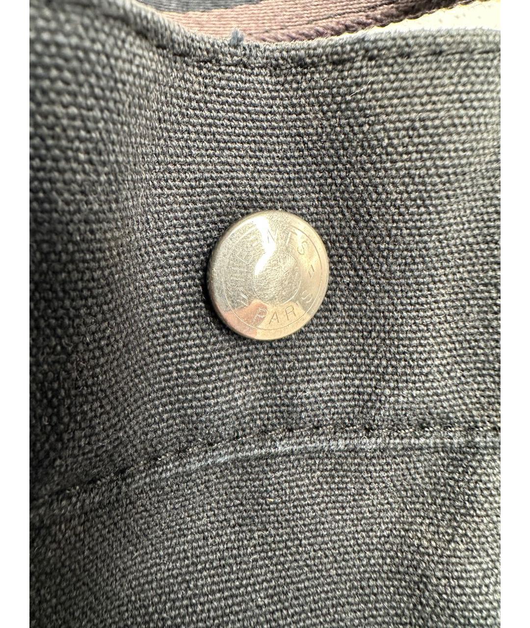 HERMES Темно-синяя хлопковая сумка тоут, фото 4