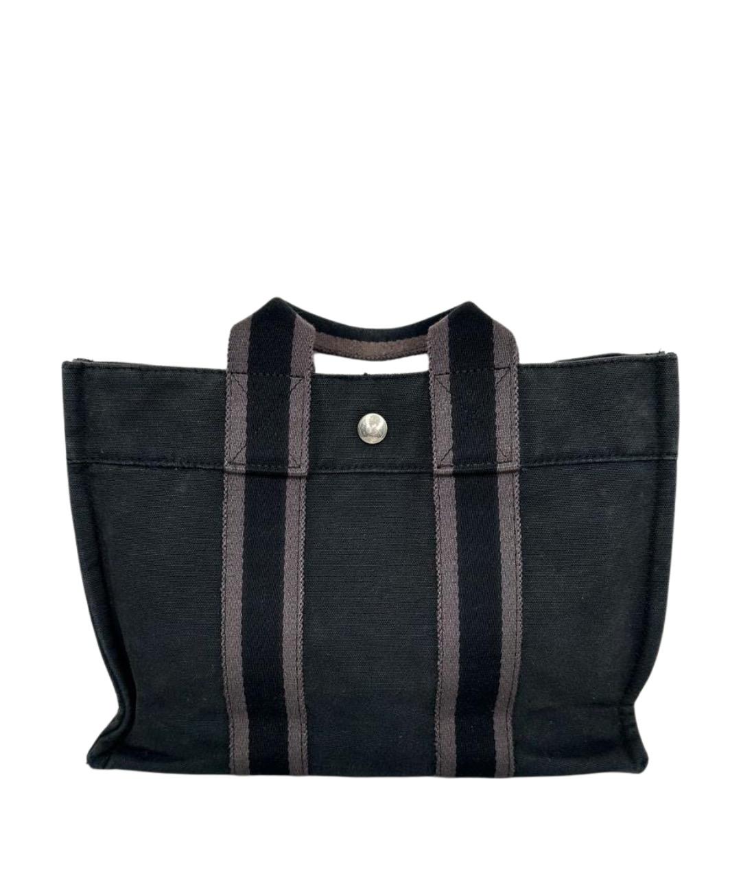 HERMES Темно-синяя хлопковая сумка тоут, фото 1