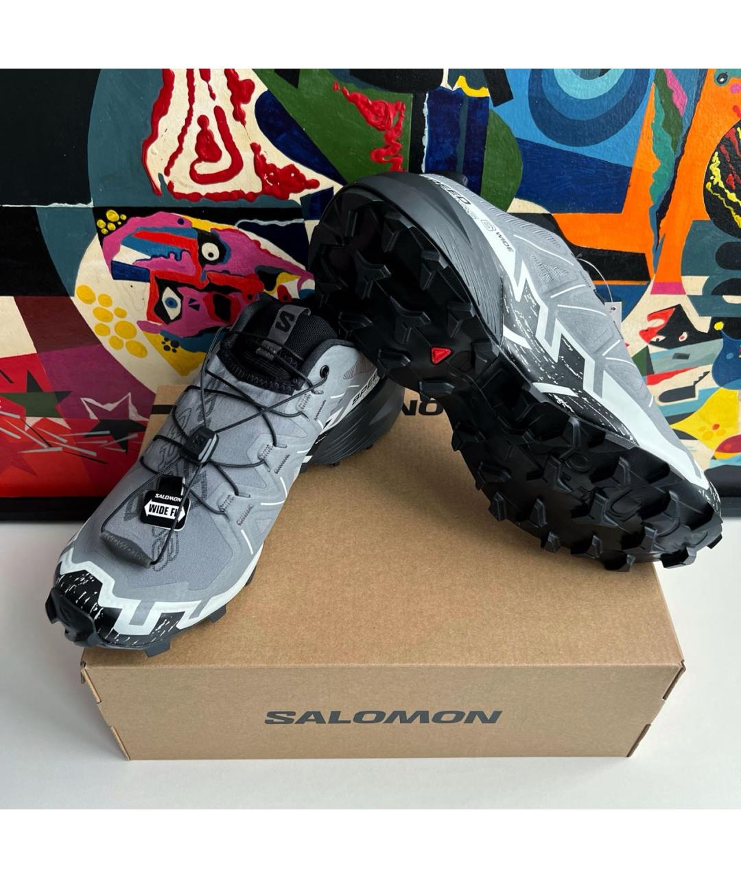 SALOMON Серые синтетические низкие кроссовки / кеды, фото 5