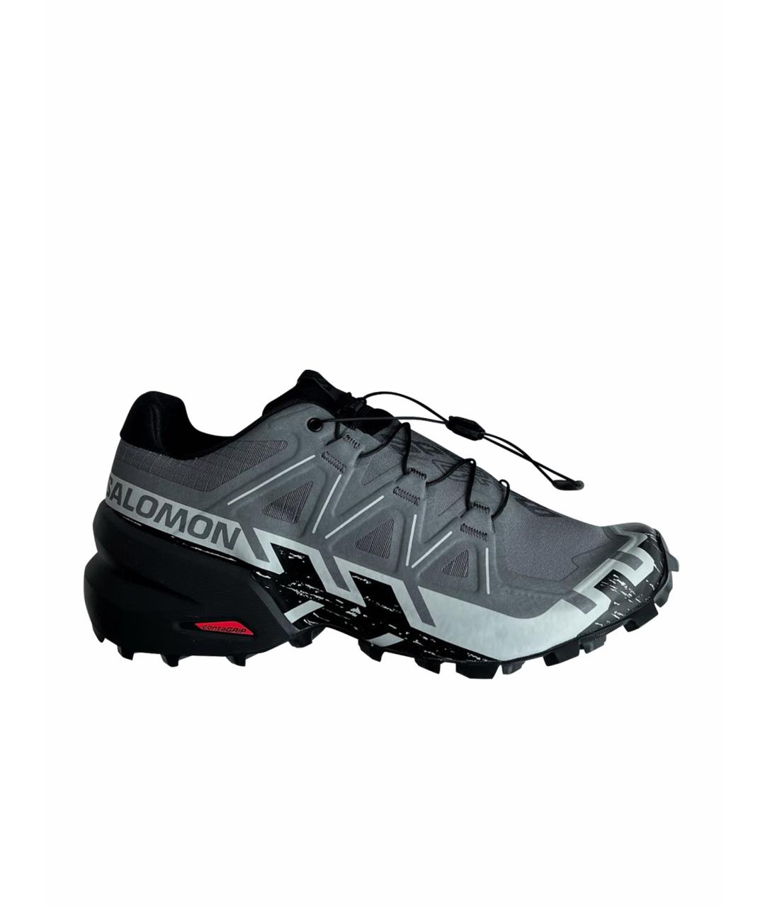 SALOMON Серые синтетические низкие кроссовки / кеды, фото 1