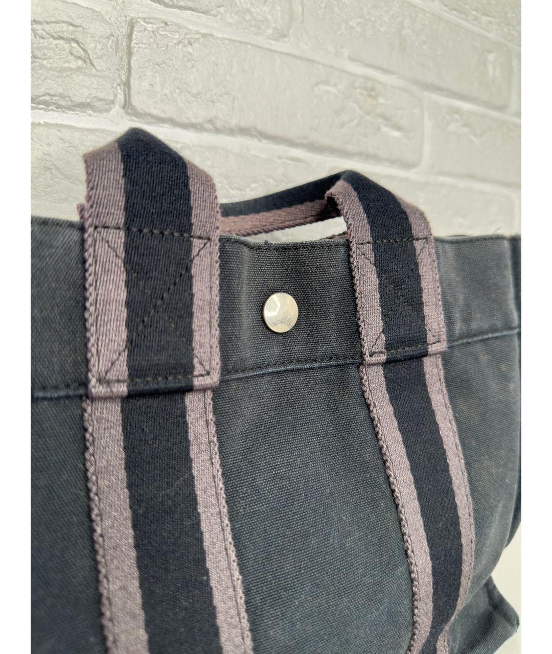 HERMES Темно-синяя хлопковая сумка тоут, фото 3