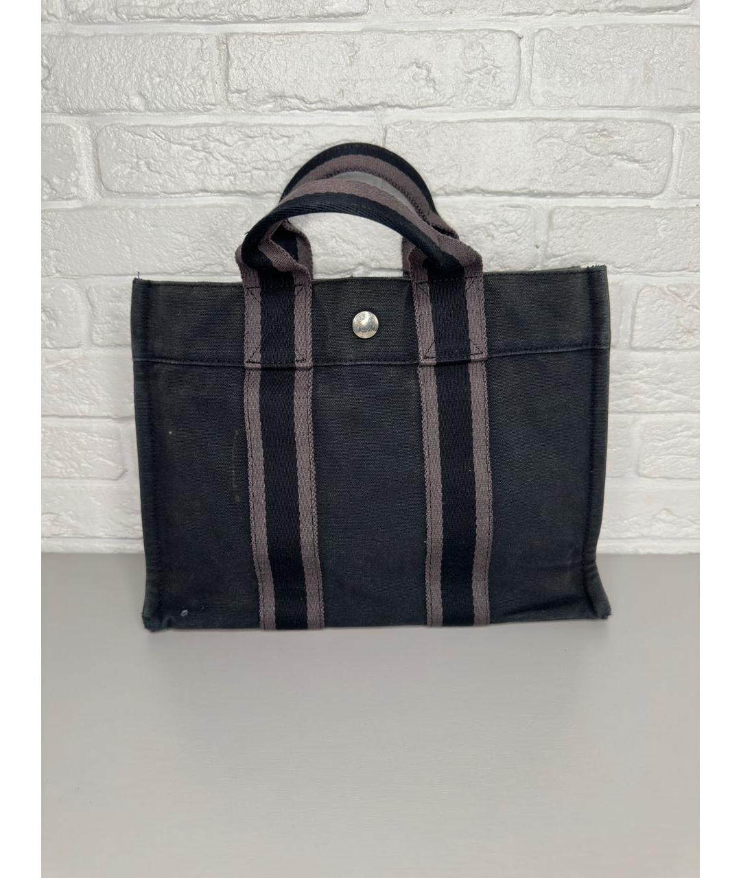 HERMES Темно-синяя хлопковая сумка тоут, фото 2