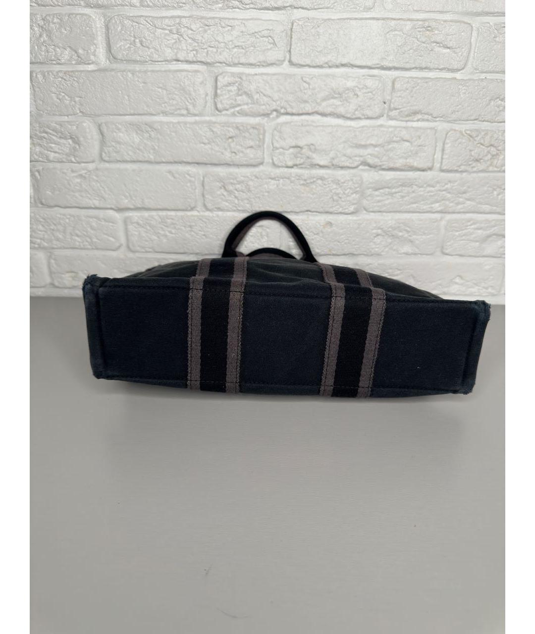 HERMES Темно-синяя хлопковая сумка тоут, фото 6