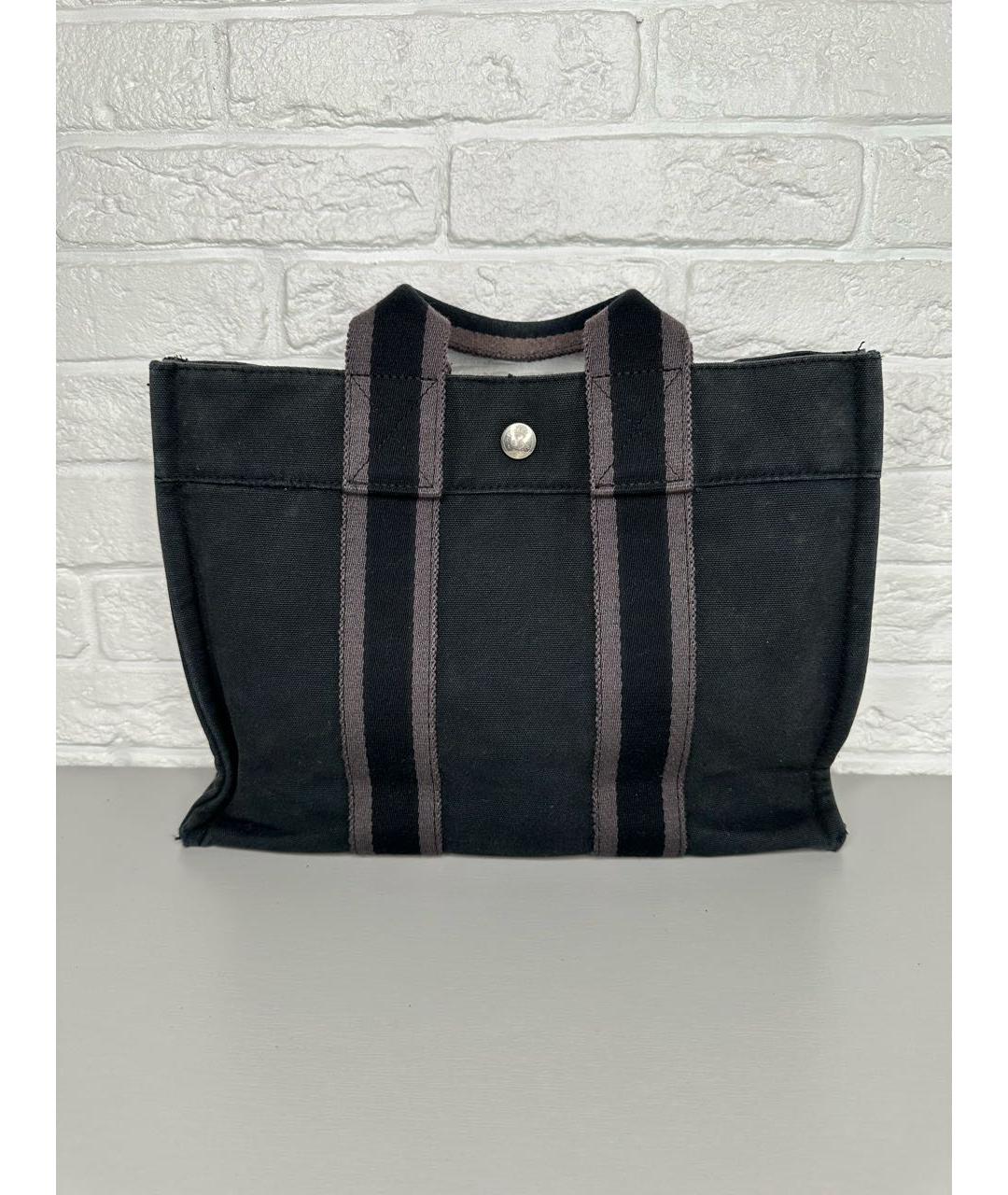 HERMES Темно-синяя хлопковая сумка тоут, фото 9