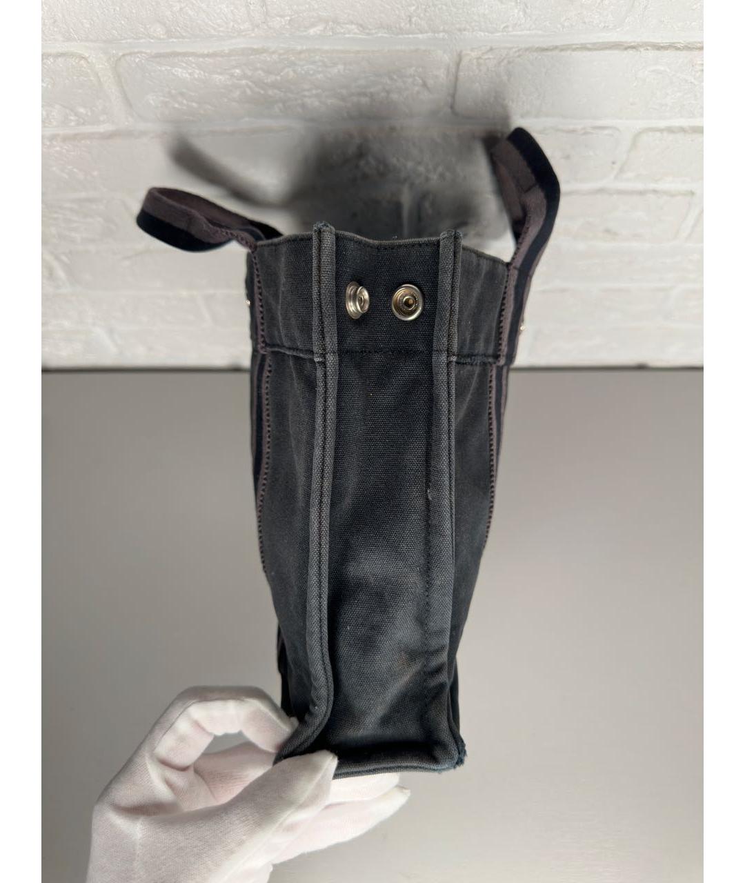 HERMES Темно-синяя хлопковая сумка тоут, фото 5