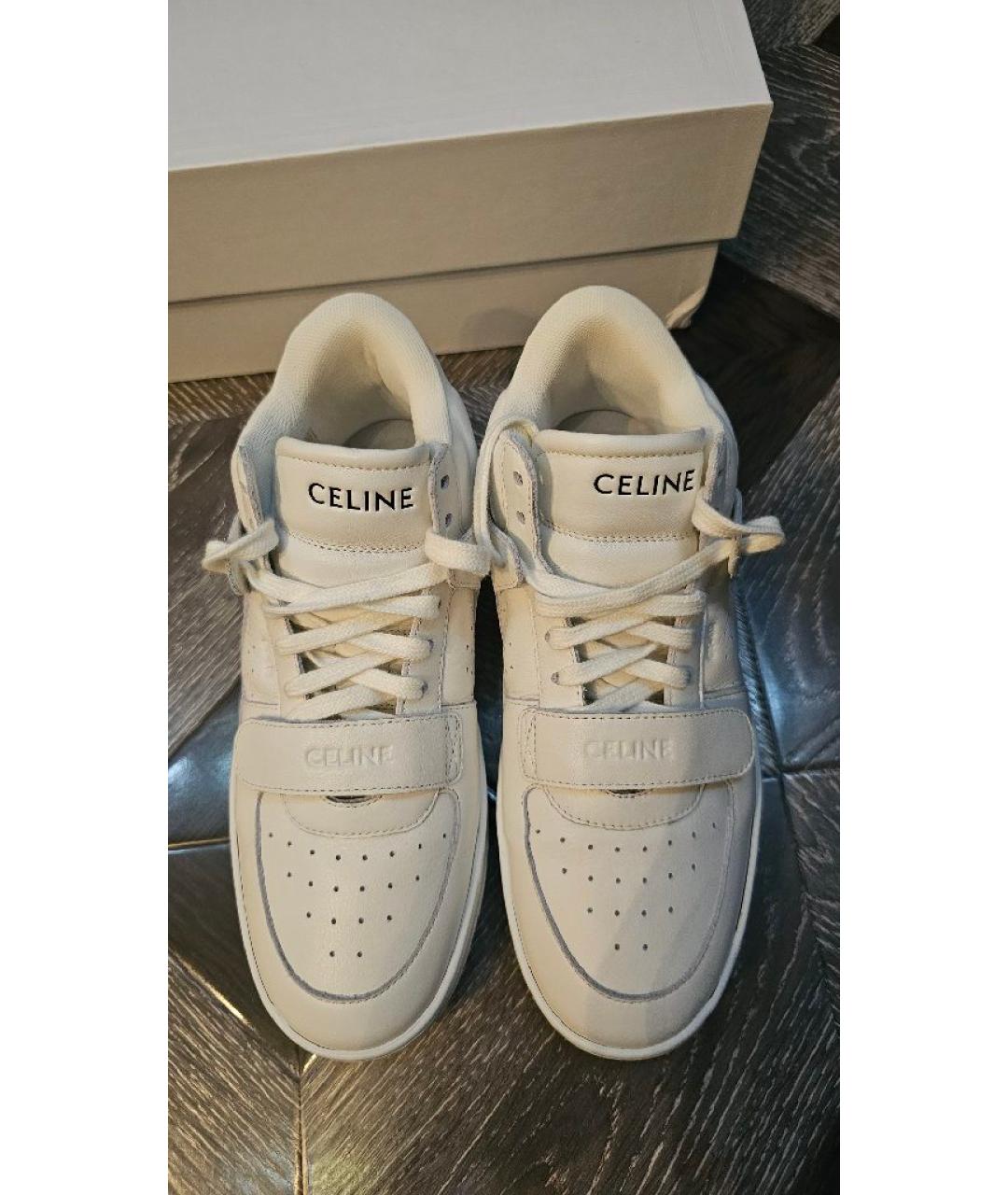 CELINE Белые кожаные кроссовки, фото 5