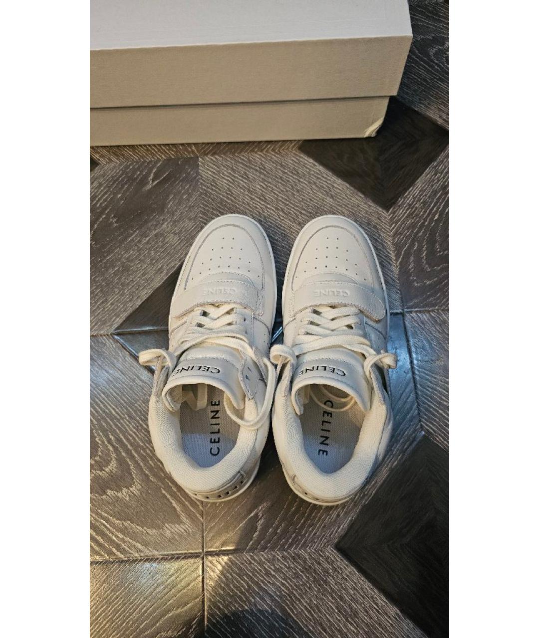 CELINE Белые кожаные кроссовки, фото 3