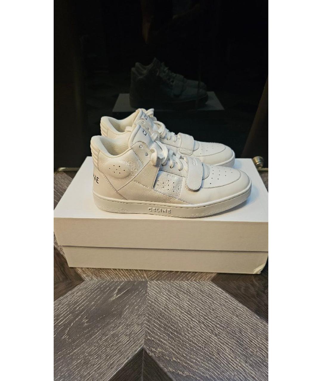 CELINE Белые кожаные кроссовки, фото 6