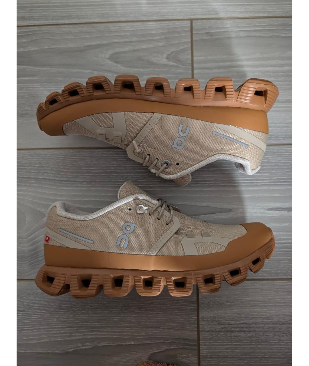 ON Бежевые текстильные кроссовки, фото 5