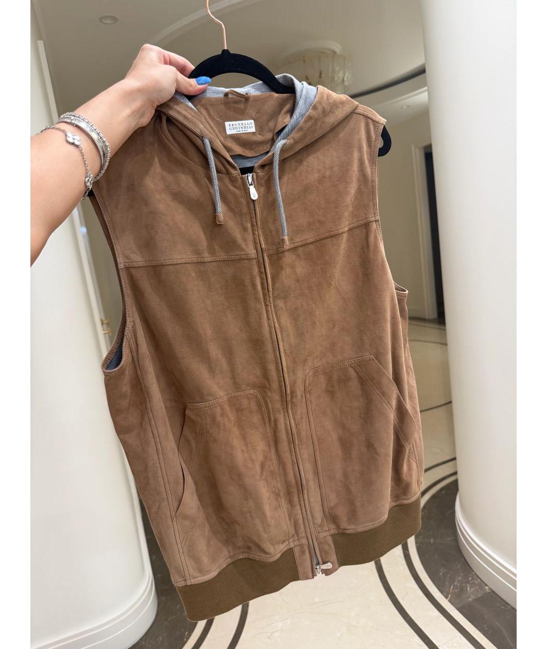 BRUNELLO CUCINELLI Коричневый замшевый жилет, фото 2