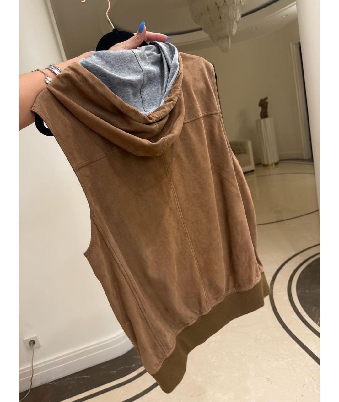 BRUNELLO CUCINELLI Коричневый замшевый жилет, фото 3