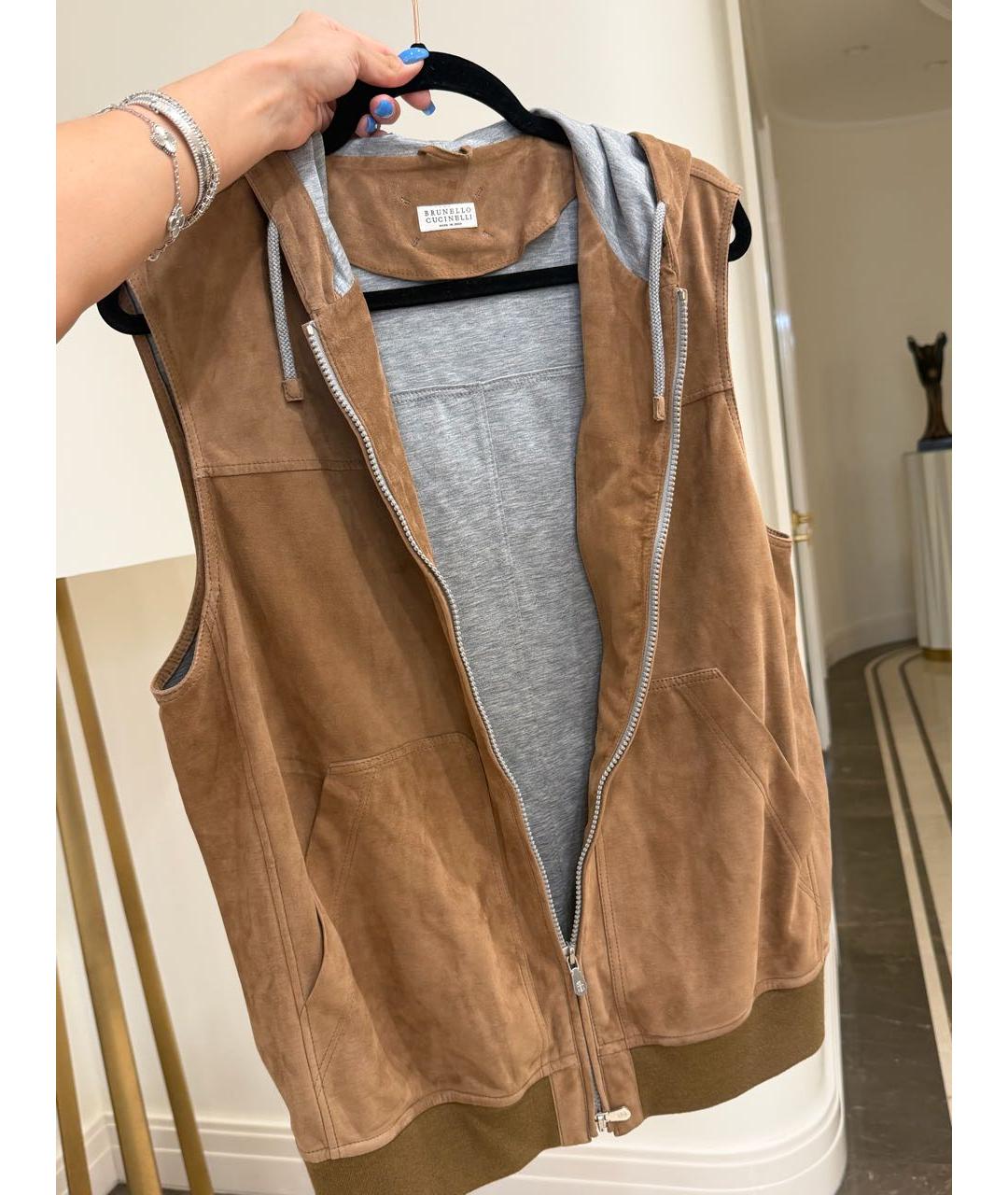 BRUNELLO CUCINELLI Коричневый замшевый жилет, фото 5