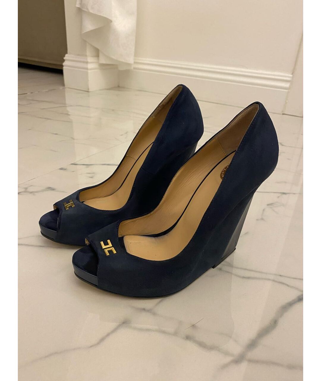 ELISABETTA FRANCHI Синие замшевые туфли, фото 3