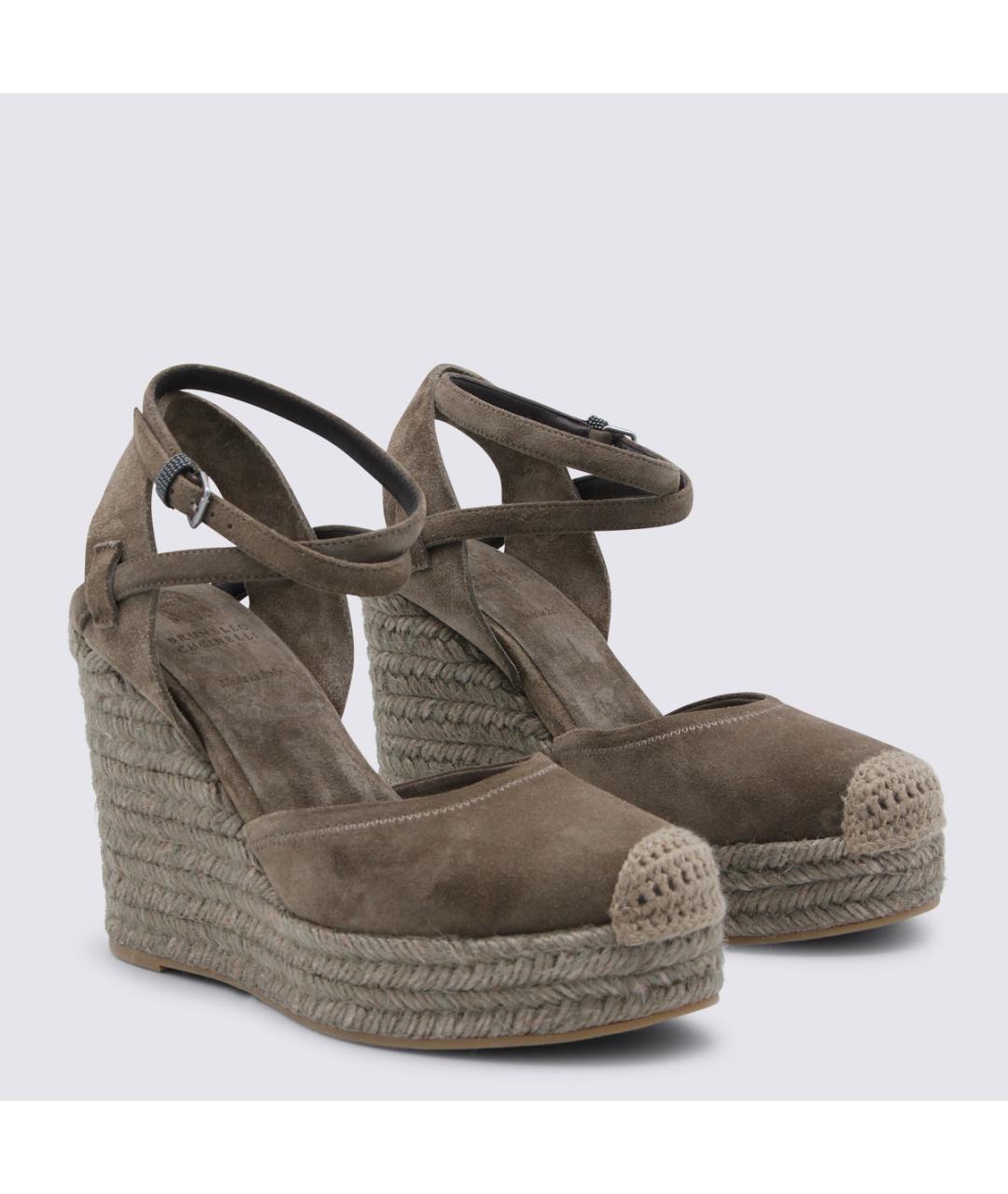 BRUNELLO CUCINELLI Коричневые замшевые туфли, фото 2