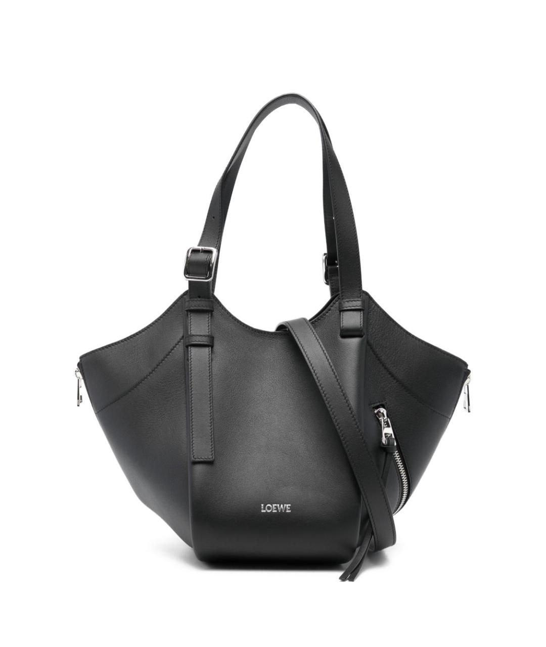 LOEWE Черная кожаная сумка тоут, фото 1